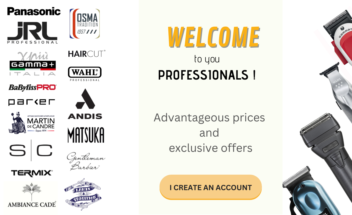 BANNIERE GB PROFESSIONNELS SPECIALISTE COIFFEUR BARBIER - rasoir de securite shavette coupe chou fabrique en france